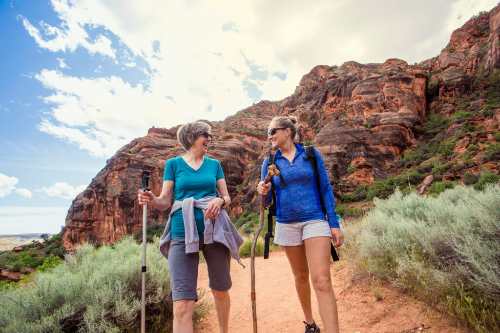 Women hiking together