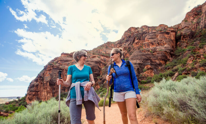 Women hiking together